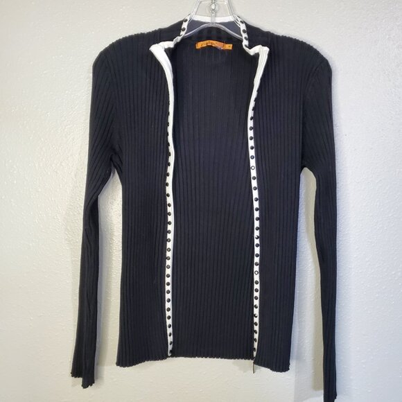 Belldini Black Rhinestone Embellishment Zip Front Top Size XL - Picture 6 of 8